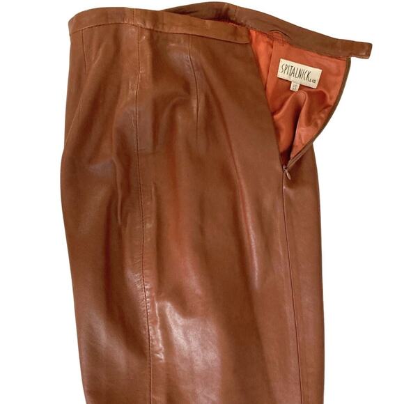 Vintage Spitalnick 1980s Brown Suede Peplum Blazer & Leather Skirt Suit RARE - Picture 7 of 10